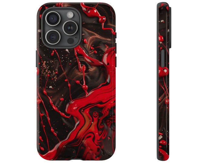 Cherry Cola Hydrodip Case, Red Black Hydro Dipped Cover, Liquid Abstract Paint Design - Tough Phone Case for iPhone, Samsung Galaxy, Pixel