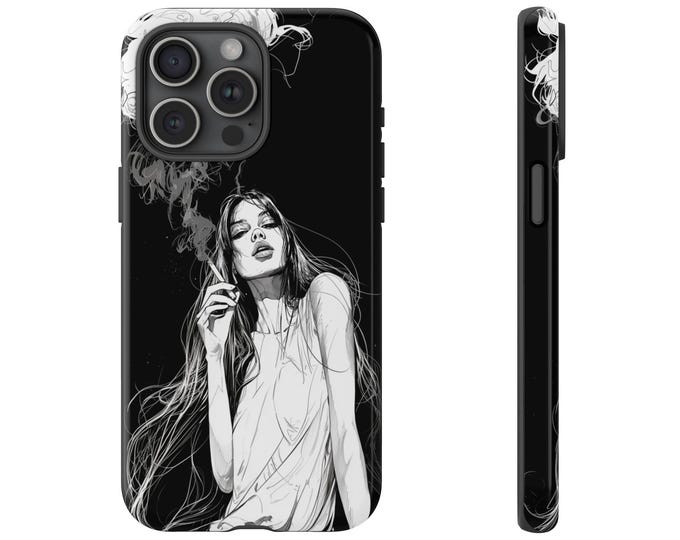 Smoke Break Model Girl Smoking Cigarette Phone Case: iPhone, Galaxy, Pixel - Lifetime Warranty