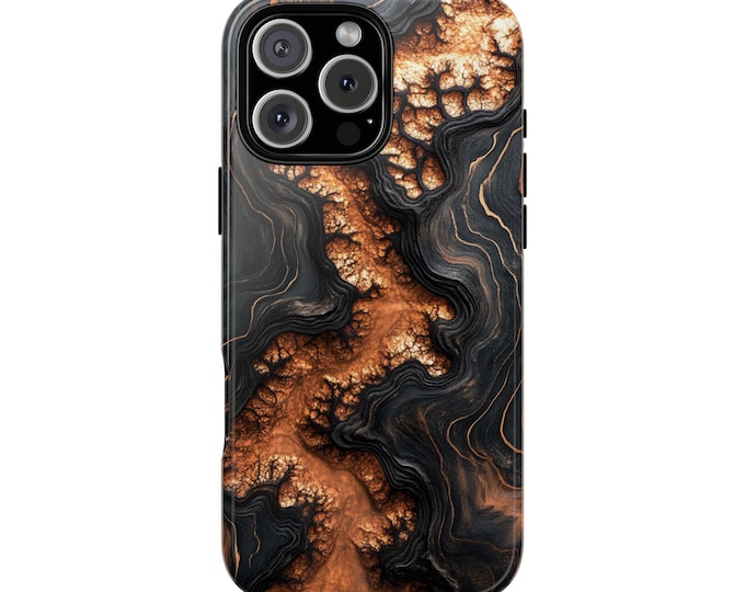 Rustic Driftwood Golden Copper Resin Phone Case: iPhone, Galaxy, Pixel - Lifetime Warranty