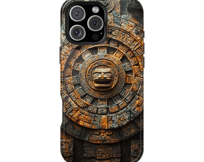 Ancient Aztec Demon Gold Gray Stone Wall Phone Case: Tough Cover for iPhone (MagSafe Compatible), Samsung Galaxy, Pixel