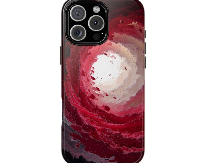 Red Nebula Vortex Cosmic Tunnel Depths Phone Case: Tough Cover for iPhone (MagSafe Compatible), Samsung Galaxy, Pixel
