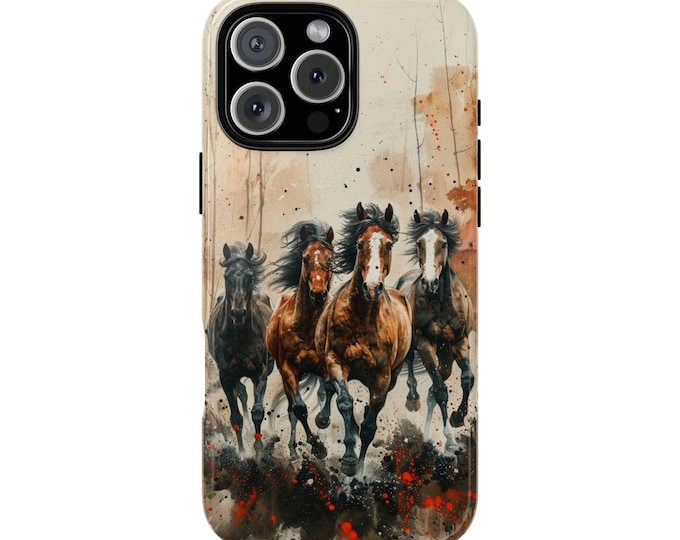 Wild River Horses Painting Ink Horse Phone Case: iPhone, Galaxy, Pixel - Lifetime Warranty