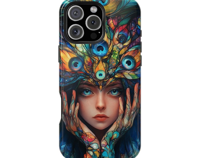 Mystic Peacock Feathers Girl Phone Case: iPhone, Galaxy, Pixel - Lifetime Warranty