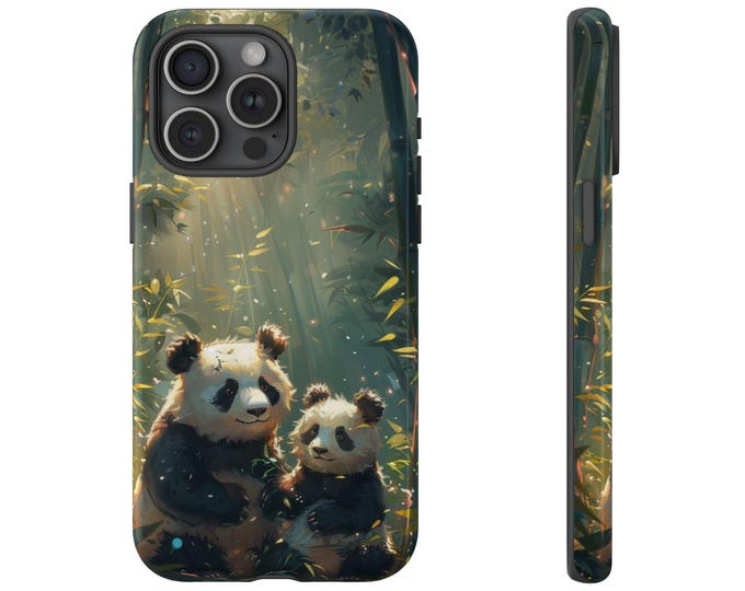 Cute Panda Bears Bamboo Forest Phone Case: iPhone, Galaxy, Pixel - Lifetime Warranty