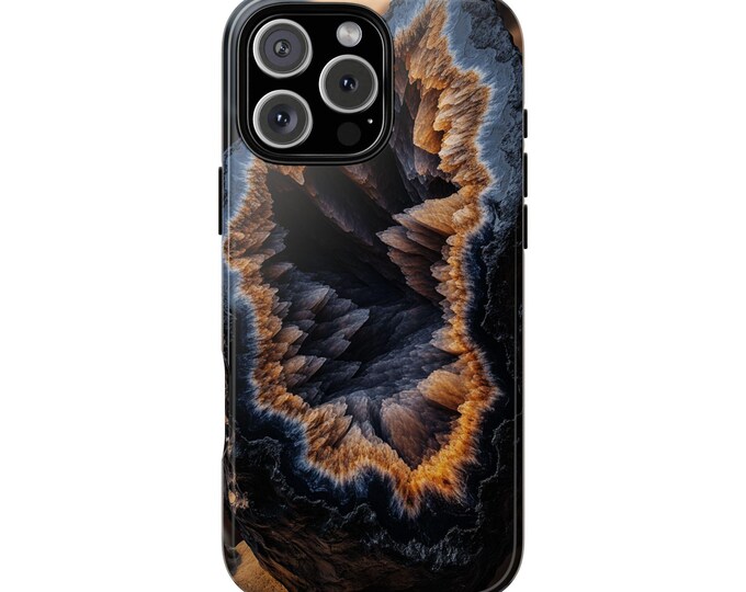 Geode Dark Fractal Crystal Agate Rock Quartz Phone Case: iPhone, Galaxy, Pixel - Lifetime Warranty