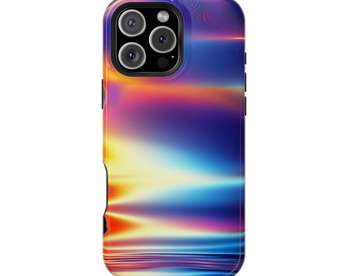 Iridescent Glitch Wave Purple Blue Lights Phone Case: iPhone, Galaxy, Pixel - Lifetime Warranty