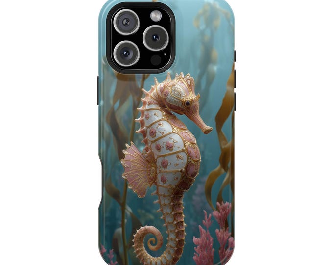 Seahorse Pearl Gold Armor Kelp Phone Case: iPhone, Galaxy, Pixel - Lifetime Warranty