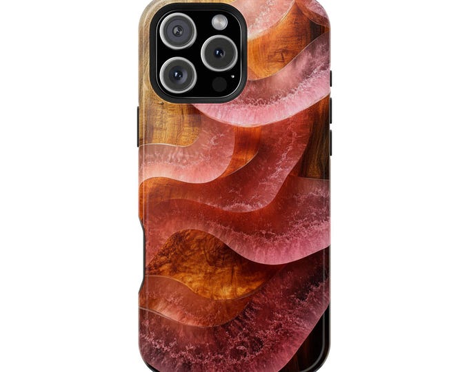 Aurora Veneer Crystal Marble Wood Harmony Phone Case: iPhone, Galaxy, Pixel - Lifetime Warranty