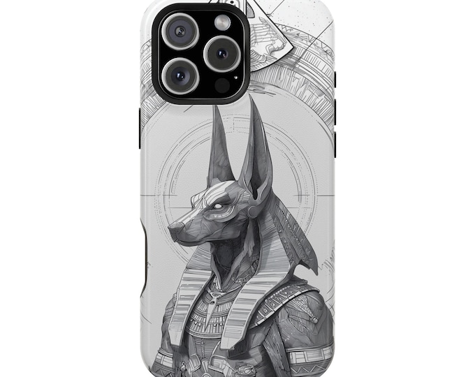 Dark Anubis Egyptian God Drawn Lines Phone Case: iPhone, Galaxy, Pixel - Lifetime Warranty