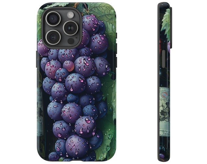 Purple Wine Grapes Painting Phone Case: iPhone, Galaxy, Pixel - Lifetime Warranty