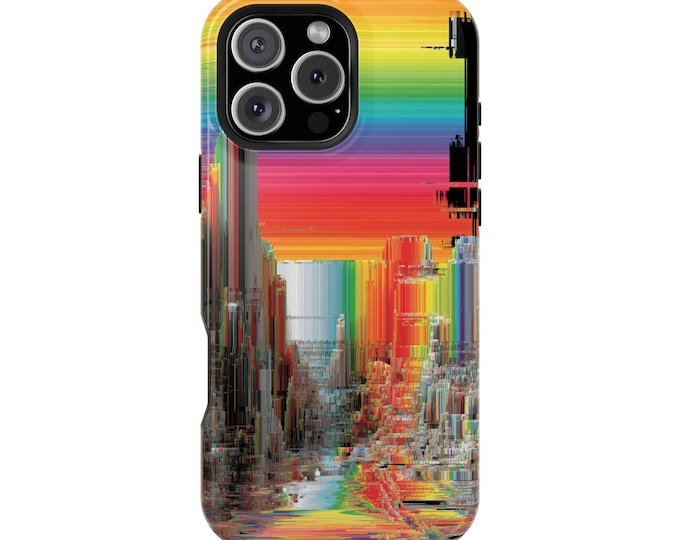 Vibrant Glitch Colorful Stripes Waves Phone Case: iPhone, Galaxy, Pixel - Lifetime Warranty