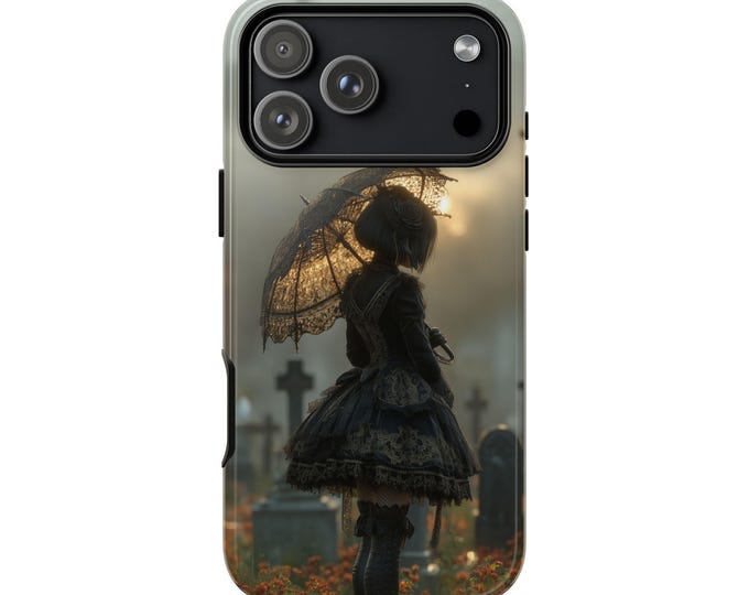 Gothic Anime Girl Graveyard Phone Case: iPhone, Galaxy, Pixel - Lifetime Warranty