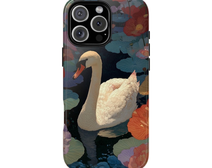 Swan Pond Floating Blossom Flowers Phone Case: iPhone, Galaxy, Pixel - Lifetime Warranty