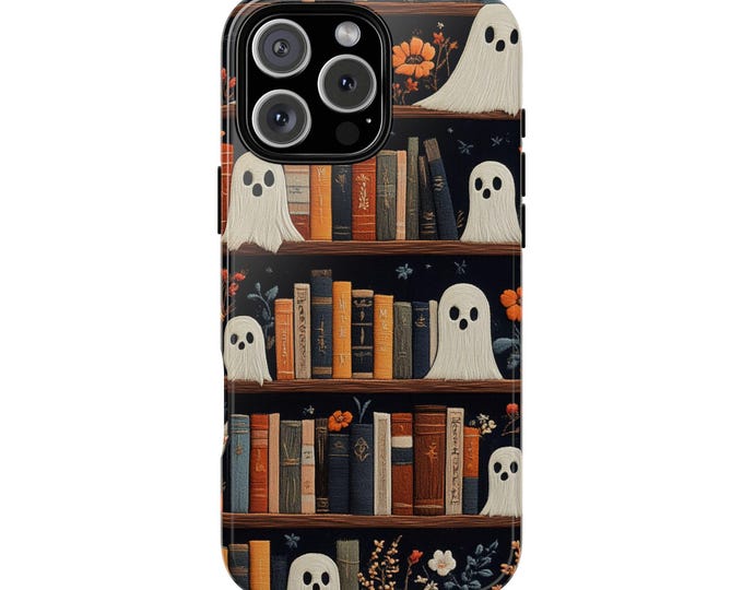 Ghost Book Spooky Library Halloween Phone Case: iPhone, Galaxy, Pixel - Lifetime Warranty
