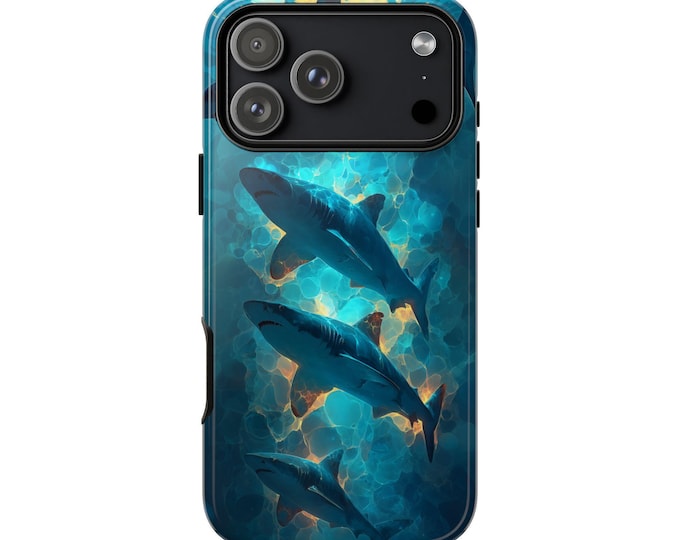 Sharks Mirage Ocean Cyan Phone Case: iPhone, Galaxy, Pixel - Lifetime Warranty