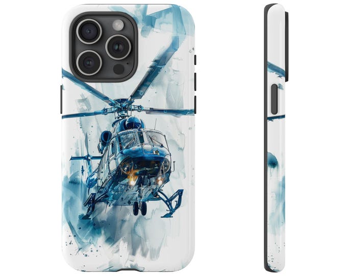 Helicopter Watercolor Abstract Cover Phone Case: iPhone, Galaxy, Pixel - Lifetime Warranty