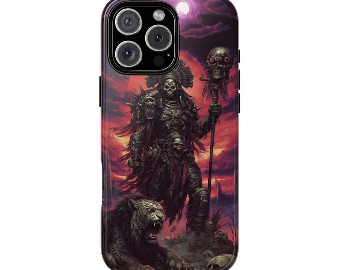 Aztec Warrior Jaguar God Skull Armor Phone Case: iPhone, Galaxy, Pixel - Lifetime Warranty