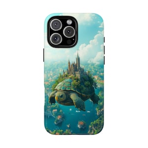 Turtle Island Flying Tortoise Village Phone Case: iPhone, Galaxy, Pixel - MagSafe Compatible