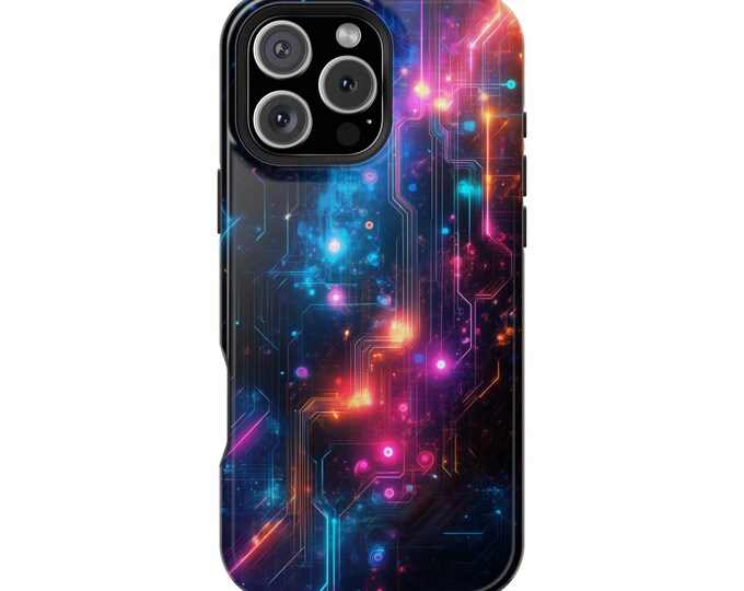 Futuristic Neon Circuit Electric Glow Phone Case: iPhone, Galaxy, Pixel - Lifetime Warranty