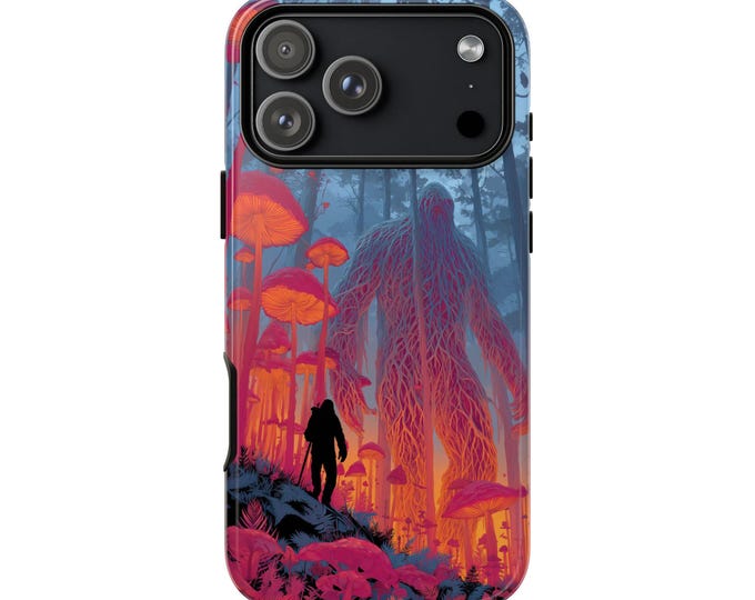 Mushroom Bigfoot Abstract Forest Phone Case: iPhone, Galaxy, Pixel - Lifetime Warranty