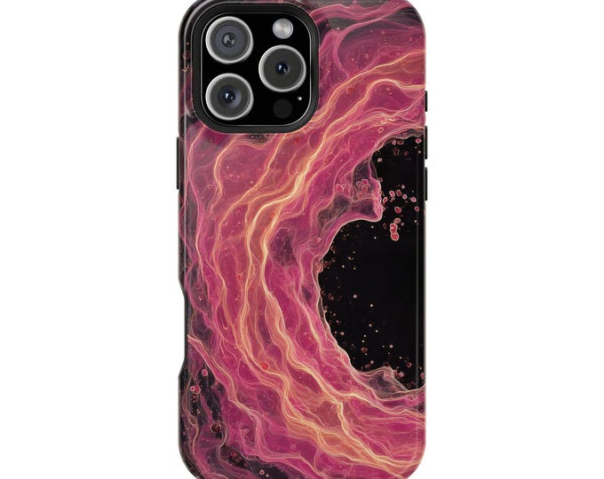Cosmic Swirl Neon Pink Glow Vortex Phone Case: iPhone, Galaxy, Pixel - Lifetime Warranty