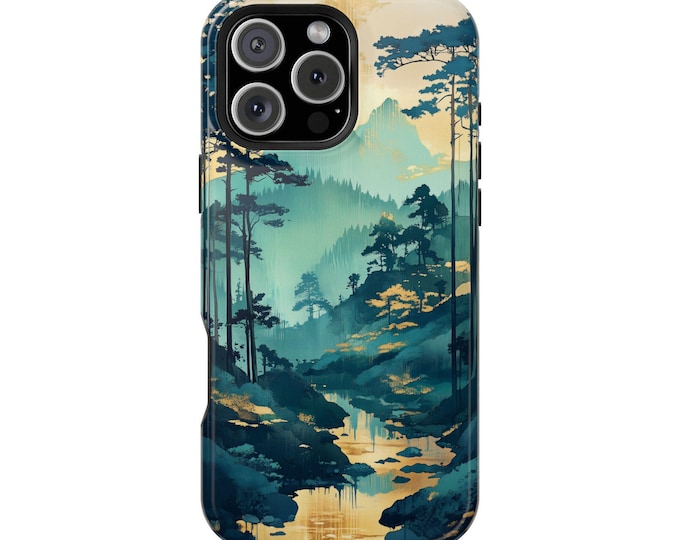 Japanese Sage Teal Forest Creek Phone Case: iPhone, Galaxy, Pixel - Lifetime Warranty