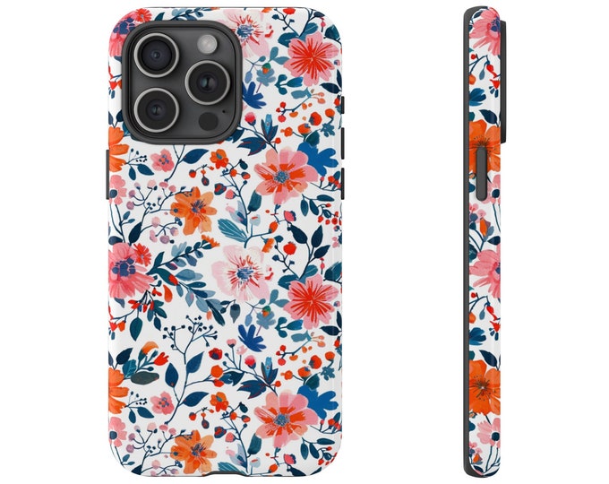 Tranquil Botanical Flower Pattern Phone Case: iPhone, Galaxy, Pixel - Lifetime Warranty