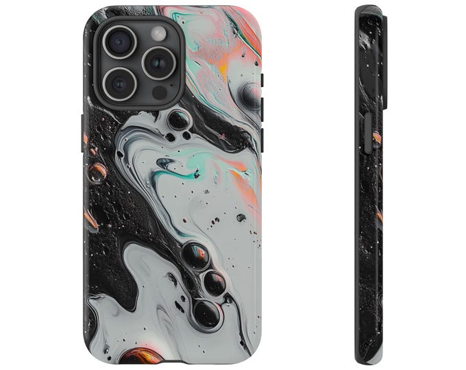 White Acid Hydro Dipped Black Fusion Phone Case: iPhone, Galaxy, Pixel - Lifetime Warranty