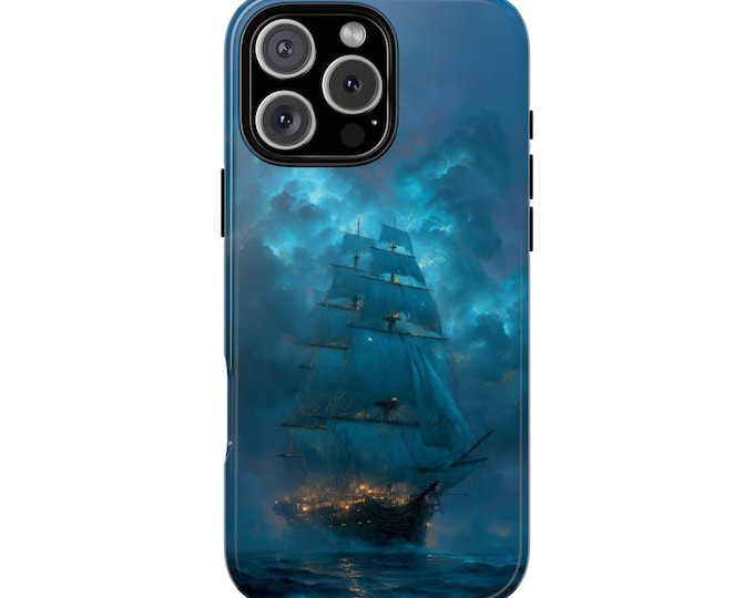 Ship Sailing Teal Cloud Ocean Storm Phone Case: iPhone, Galaxy, Pixel - Lifetime Warranty