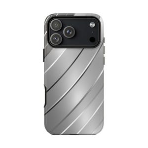 Anthracite Silver Chrome Curves Phone Case: iPhone, Galaxy, Pixel - Lifetime Warranty