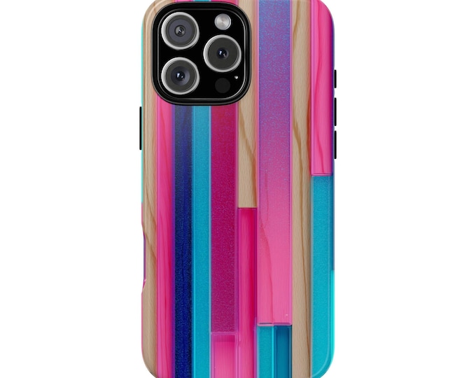 Neon Birch Vector Pink Cyan Lines Phone Case: iPhone, Galaxy, Pixel - Lifetime Warranty