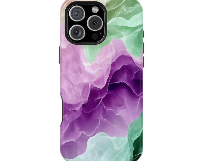 Green Purple Fluid Marble Dynamic Swirls Phone Case: iPhone, Galaxy, Pixel - Lifetime Warranty