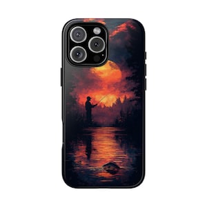 Bass Fishing Sunset Silhouette Fisherman - Phone Case for iPhone 16 16e 15 14 13 Pro Max | Galaxy S25 S24 S23 | Pixel 9 9a | Wireless Cover