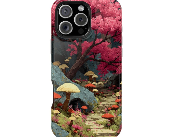 Mushroom Garden Pink Floral Bloom Phone Case: iPhone, Galaxy, Pixel - Lifetime Warranty
