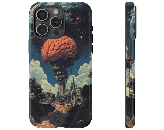 Cosmic Cortex Citadel Phone Case | iPhone, Samsung Galaxy, Pixel | Planetary Brain Building Anime Structure Futuristic Design Tough Cover