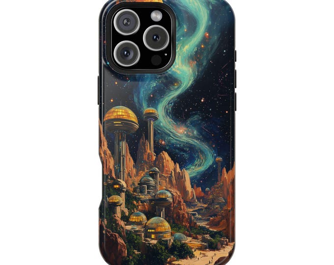 Futuristic Space Colony Canyon Phone Case: iPhone, Galaxy, Pixel - Lifetime Warranty