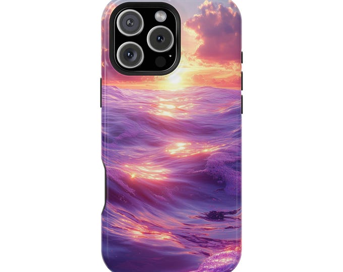 Lavender Ocean Sunset Soft Waves Phone Case: iPhone, Galaxy, Pixel - Lifetime Warranty