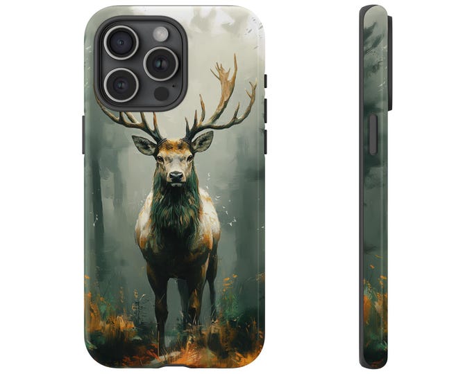 Forest Mist Deer Phone Case | iPhone, Samsung Galaxy, Pixel | Hunting Stag Buck Forest Wilderness Outdoors Elk Hunter Design | Tough Cover