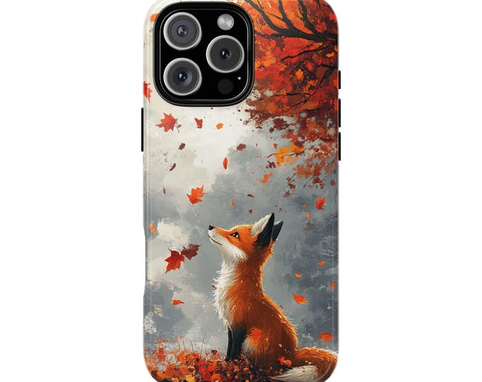 Autumn Fall Tree Leaves Fox Storm Clouds Phone Case: iPhone, Galaxy, Pixel - Lifetime Warranty