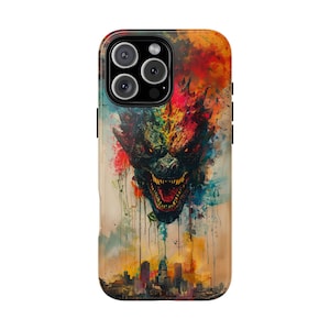 Dripping Kaiju Rain Color Cityscape Titan Monster Phone Cover Case: iPhone, Galaxy, Pixel