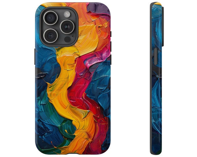 Blue Yellow Pink Pastel Thick Paint Art Phone Case: iPhone, Galaxy, Pixel - Lifetime Warranty