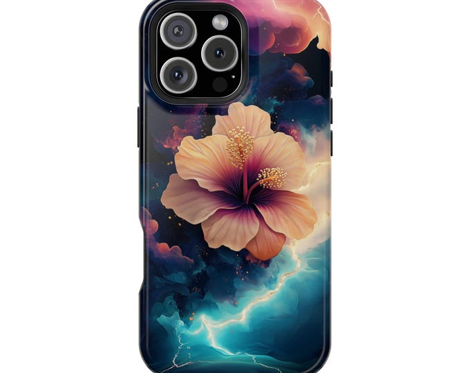 Thunderstorm Floral Hibiscus Lightning Phone Case: iPhone, Galaxy, Pixel - Lifetime Warranty