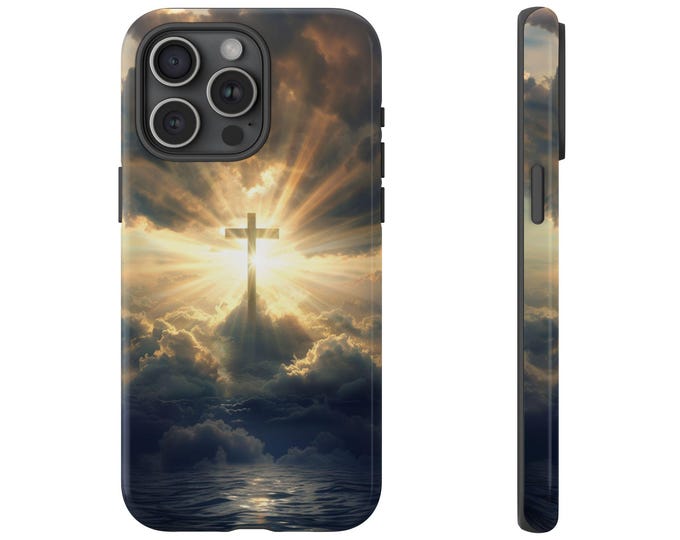 Christian Cross Epic Morning Sky Clouds Phone Case: iPhone, Galaxy, Pixel - Lifetime Warranty