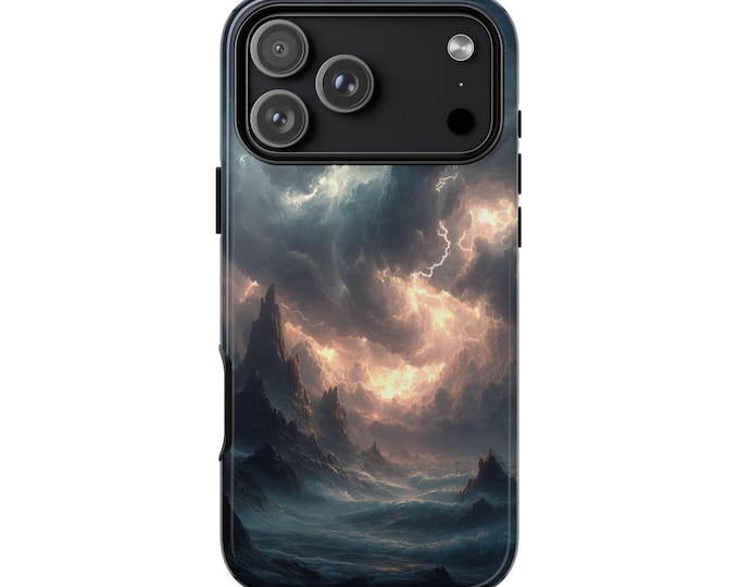 Otherworldly Storm Rocky Spire Cliffs Phone Case: iPhone, Galaxy, Pixel - Lifetime Warranty