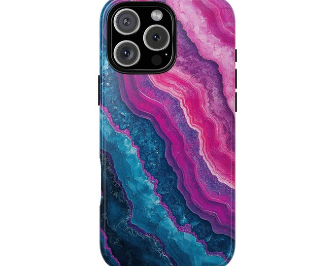 Pink Turquoise Geode Agate Slice Phone Case: iPhone, Galaxy, Pixel - Lifetime Warranty