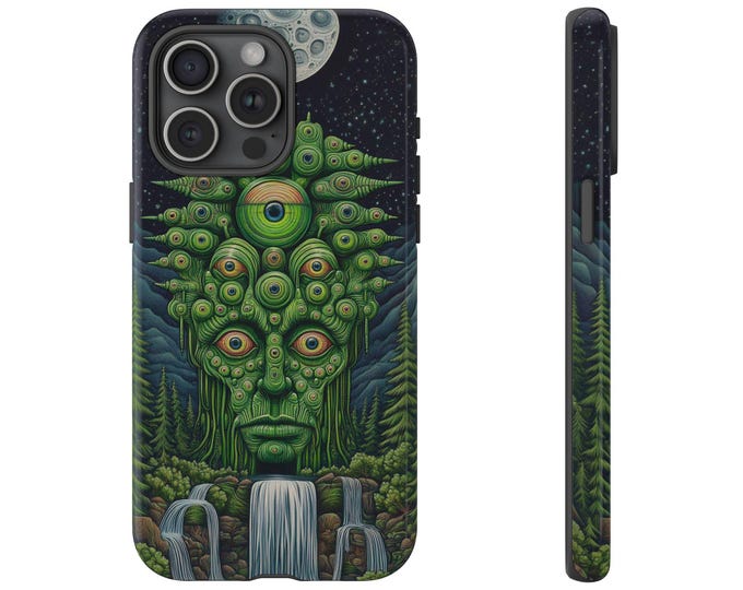 Psychedelic Trippy Eyes Acid Green Phone Case: iPhone, Galaxy, Pixel - Lifetime Warranty