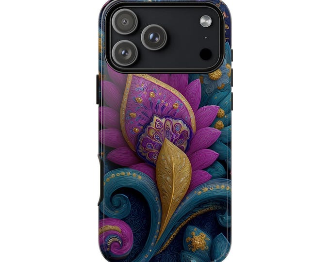 Teal Purple Paisley Floral Pattern Phone Case for iPhone | Samsung Galaxy | Google Pixel