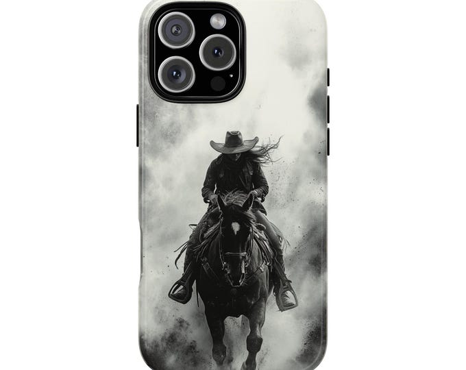 Cowgirl Dust Storm Western Horse Phone Case: iPhone, Galaxy, Pixel - Lifetime Warranty