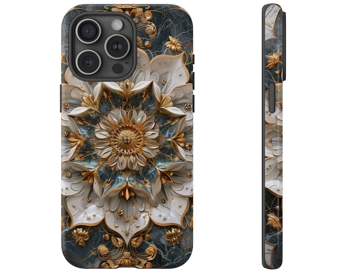 Elegant Mandala Flower White Floral Phone Case: iPhone, Galaxy, Pixel - Lifetime Warranty