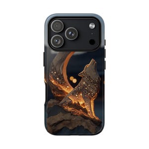 Howling Coyote Moon Carved Sculpture Phone Cover Case: iPhone, Galaxy, Pixel